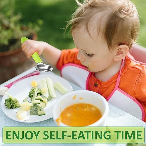Chillout Life Toddler Utensils Set with Silicone Handles for Safe Self-Feeding