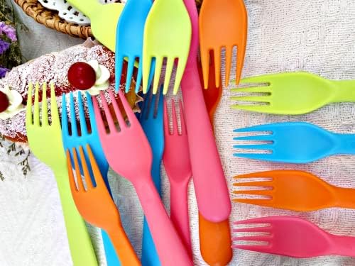 Jawbush 16Pcs Plastic Kids Forks BPA-Free Durable Set for Toddlers