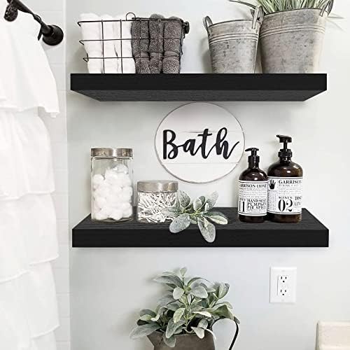 QEEIG 24-Inch Wood Bathroom Shelves Durable Functional for 2 Sets