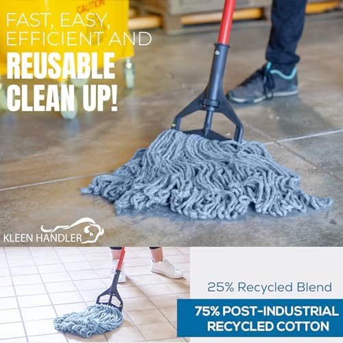 KLEEN HANDLER 3-Pack Replacement Mop Heads Durable Effective Blue Mop