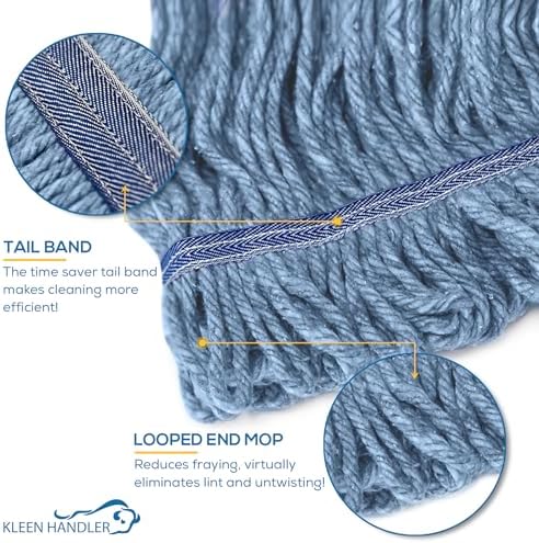KLEEN HANDLER 3-Pack Replacement Mop Heads Durable Effective Blue Mop