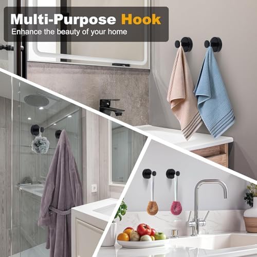 2-Piece Suction Cup Hooks Stainless Steel Matte Black