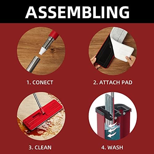 BOSHENG Flat Squeeze Mop and Bucket Set