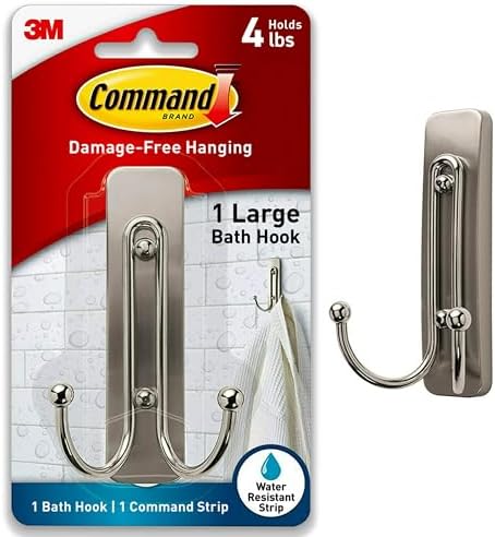 Secure Double Bathroom Wall Hook with Adhesive Strip