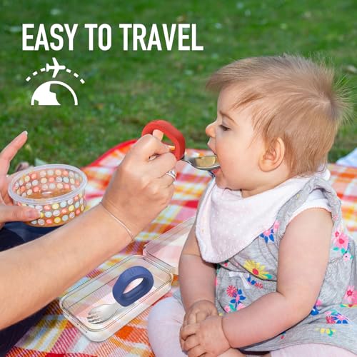 Sturdy Baby Utensils Set Safe for Dishwasher RedBlue Collision-Proof Design