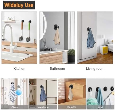 2-Piece Suction Cup Hooks Stainless Steel Matte Black