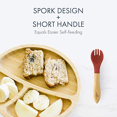 Avanchy Baby Fork Set - Bamboo and Silicone Spork for Toddler