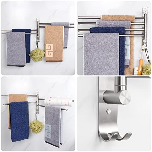 NearMoon Swivel Towel Rack Stainless Steel 4-Arm Towel Bar