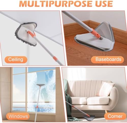 Wall Cleaner Triangle Mop with 82 Inch Long Handle