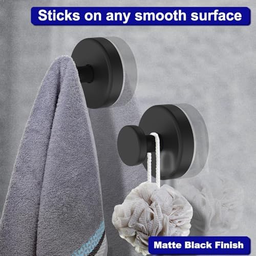 BNTUK Suction Cup Hook Set for Bathroom Window Glass 2-Pack Black