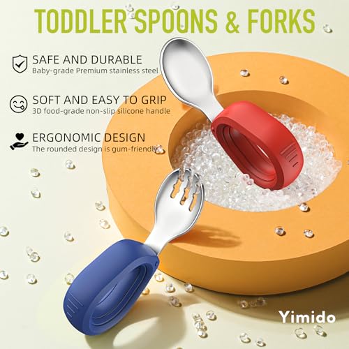 Sturdy Baby Utensils Set Safe for Dishwasher RedBlue Collision-Proof Design