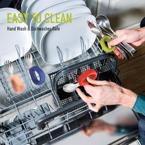 Sturdy Baby Utensils Set Safe for Dishwasher RedBlue Collision-Proof Design