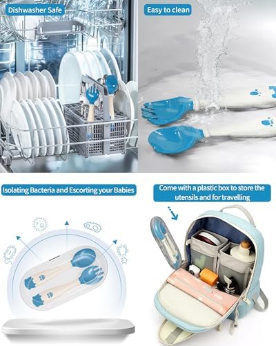Deejoy Toddler Utensils Set Self-Feeding Flatware with Travel Case for Babies