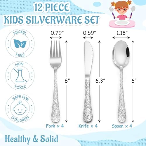 E-far Kids Flatware Set Stainless Steel Tokens for toddlers