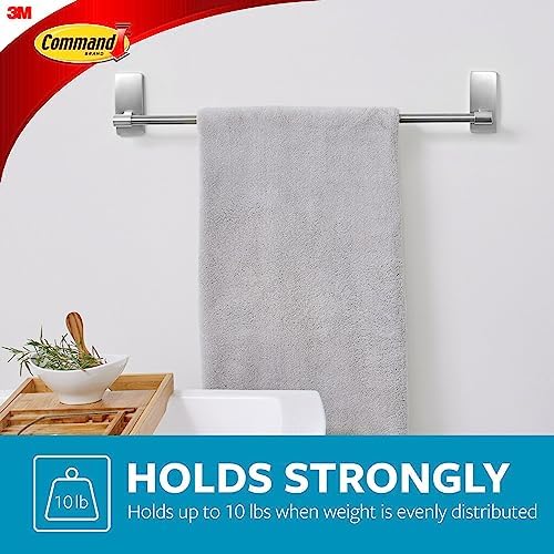 Command Bath Towel Bar Satin Nickel Water-Resistant 24-inch Bar