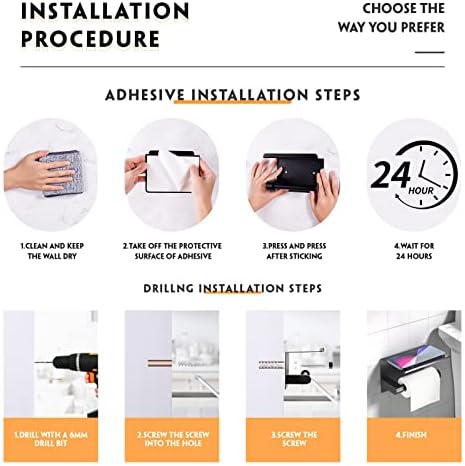 ASTOFLI Black Toilet Paper Holder with Shelf