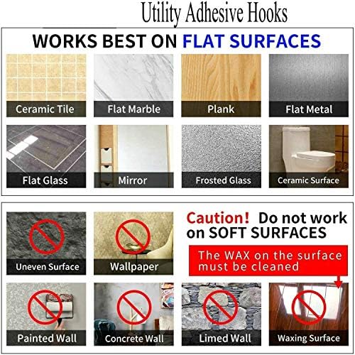 Secure Stick-On Adhesive Wall Hooks 24 Pack