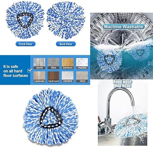 Spin Mop Replacement Microfiber Heads for Ocedar RinseClean 2 Tank System