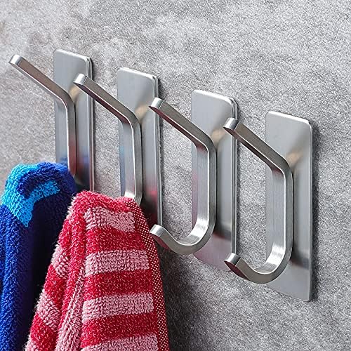 Sturdy 4-Pack Self-Adhesive Towel Hooks for Bathroom Kitchen Coppa