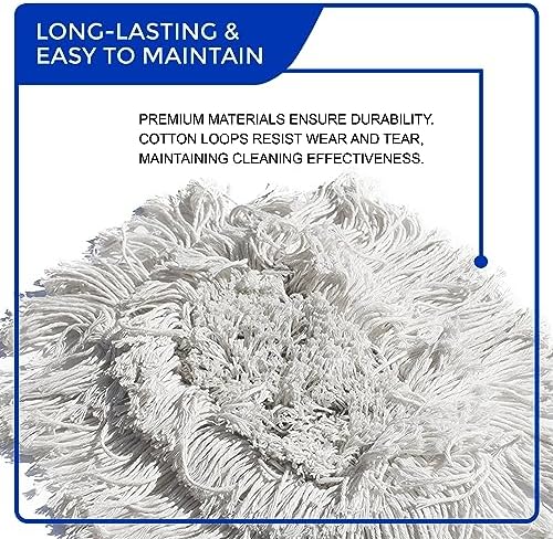 Heavy-Duty Durable Industrial-Strength Hand-Sewn Natural Cotton Wedge Dust Mop Head